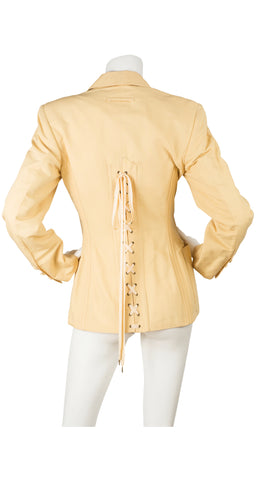 1980s Iconic Butterscotch Linen Corset Jacket