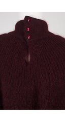 1970s Oversized Collar Burgundy Mohair Sweater