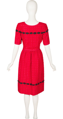 1970s-does-1950s NWT Red Silk Bow Cocktail Dress