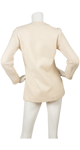1960s Cable Knit Cream Wool Cardigan