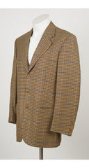 1980s Men's Beige Houndstooth Wool & Cashmere Sport Coat