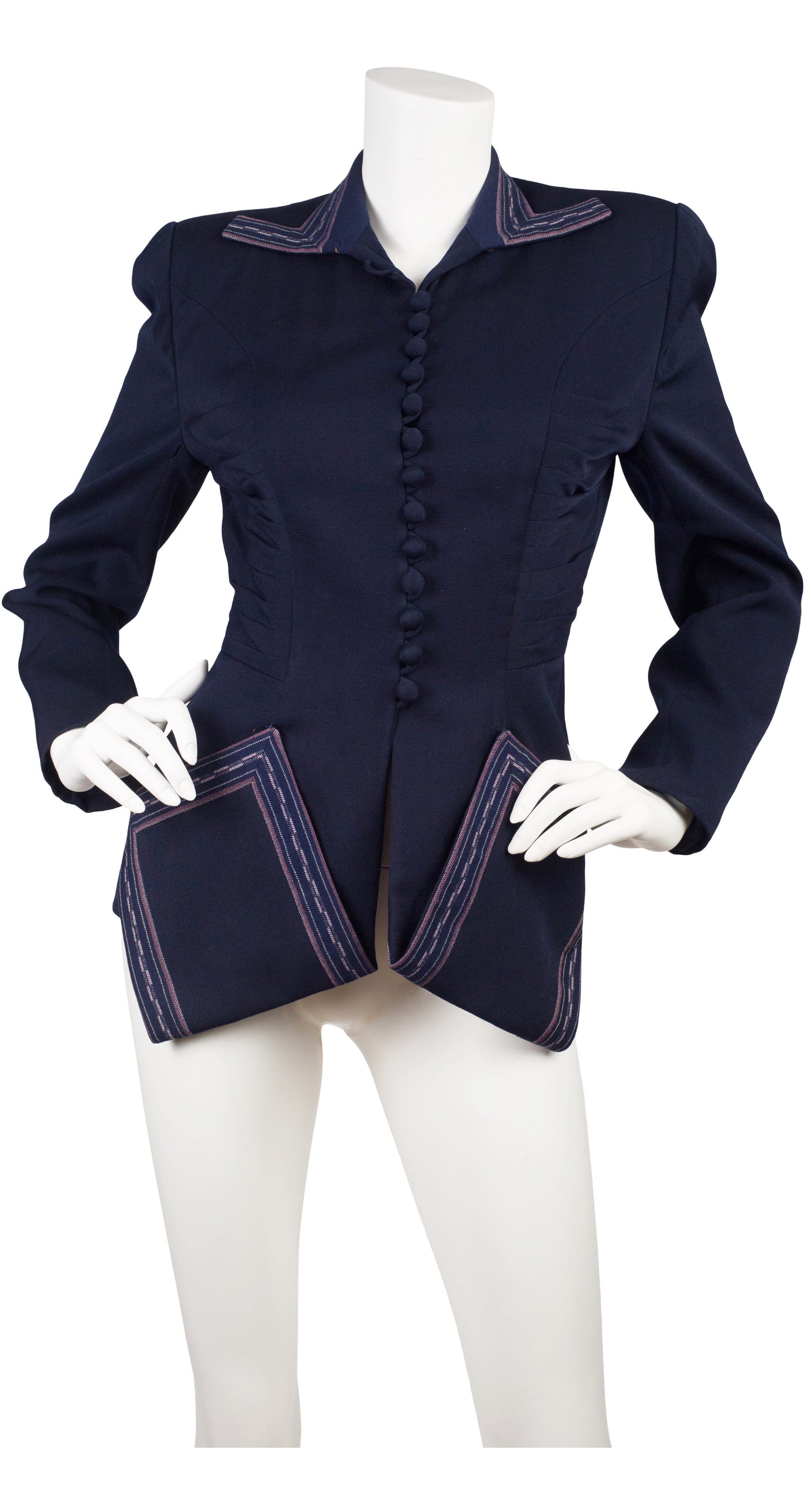 1951 Ad Campaign Navy Wool Gabardine Tailored Jacket