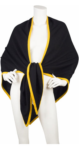 1980s Black & Yellow Cashmere Shawl
