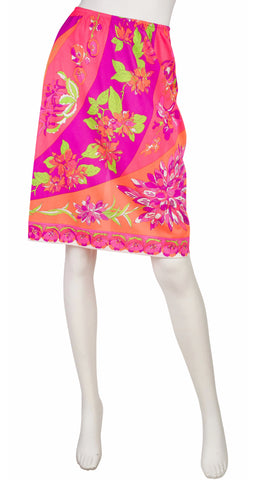 1960s Vibrant Floral Nylon Slip Skirt