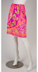 1960s Vibrant Floral Nylon Slip Skirt