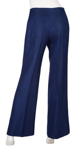 1970s Navy Blue Rayon Straight-Leg Trousers