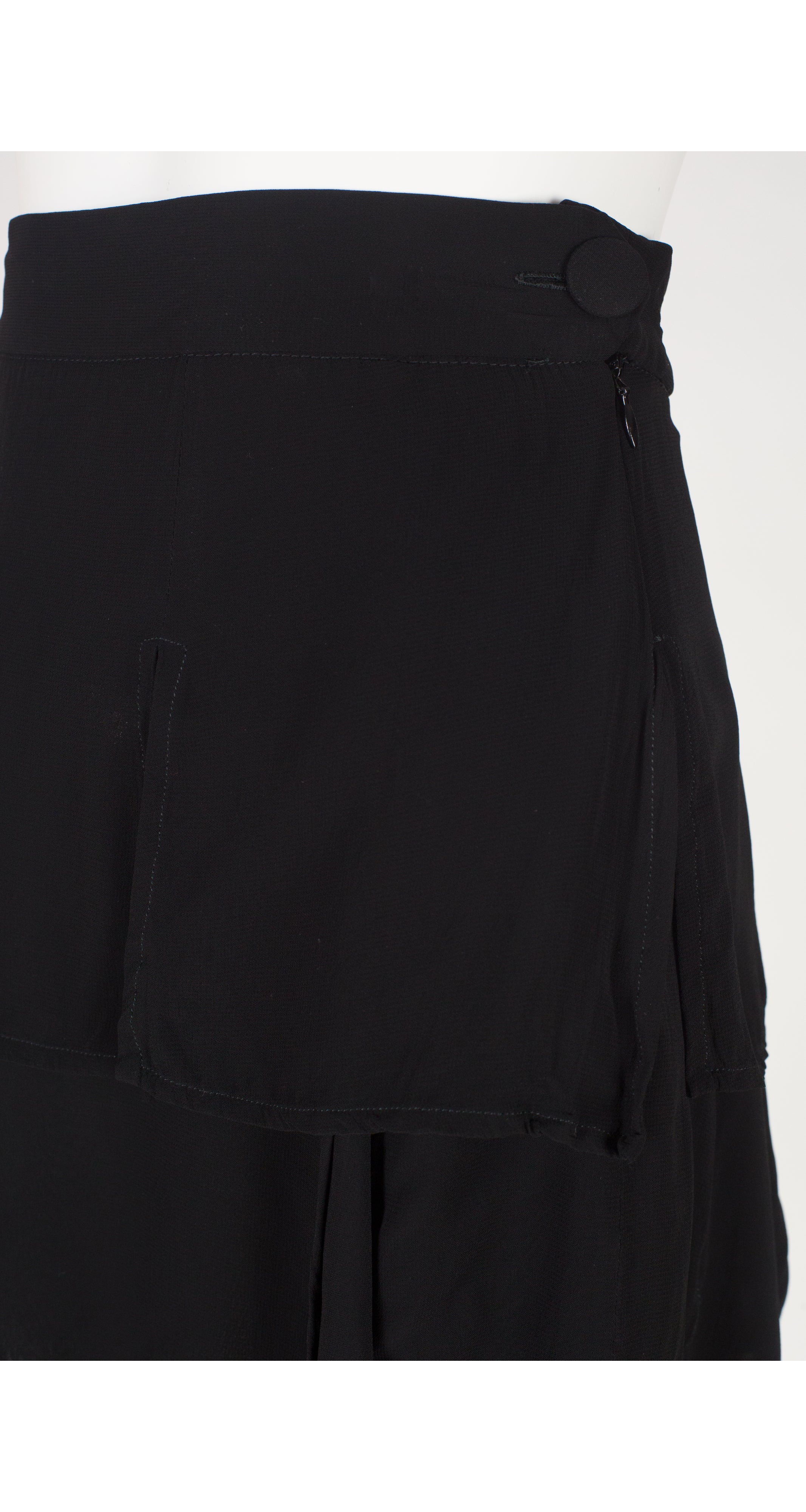1990s Black Chiffon Carwash Hem Mini Skirt