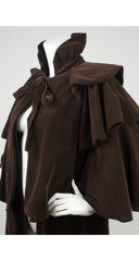 1970s British Brown Cotton Corduroy Ruffle Cloak