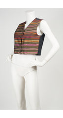 c. 1990 Striped Silk Jacquard Cropped Vest