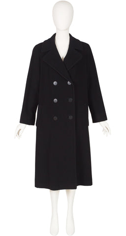 1990s Black Wool Double-Breasted Coat