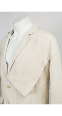 1980s Men's 3D Pocket Beige Linen Jacket