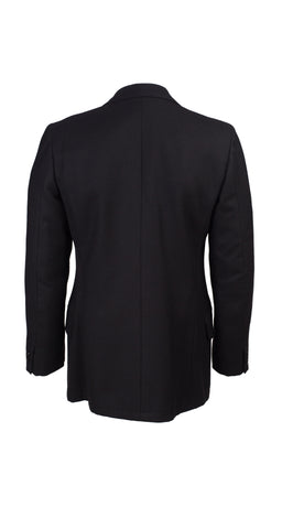 1970s Men's Black Wool Double-Breasted Suit Jacket