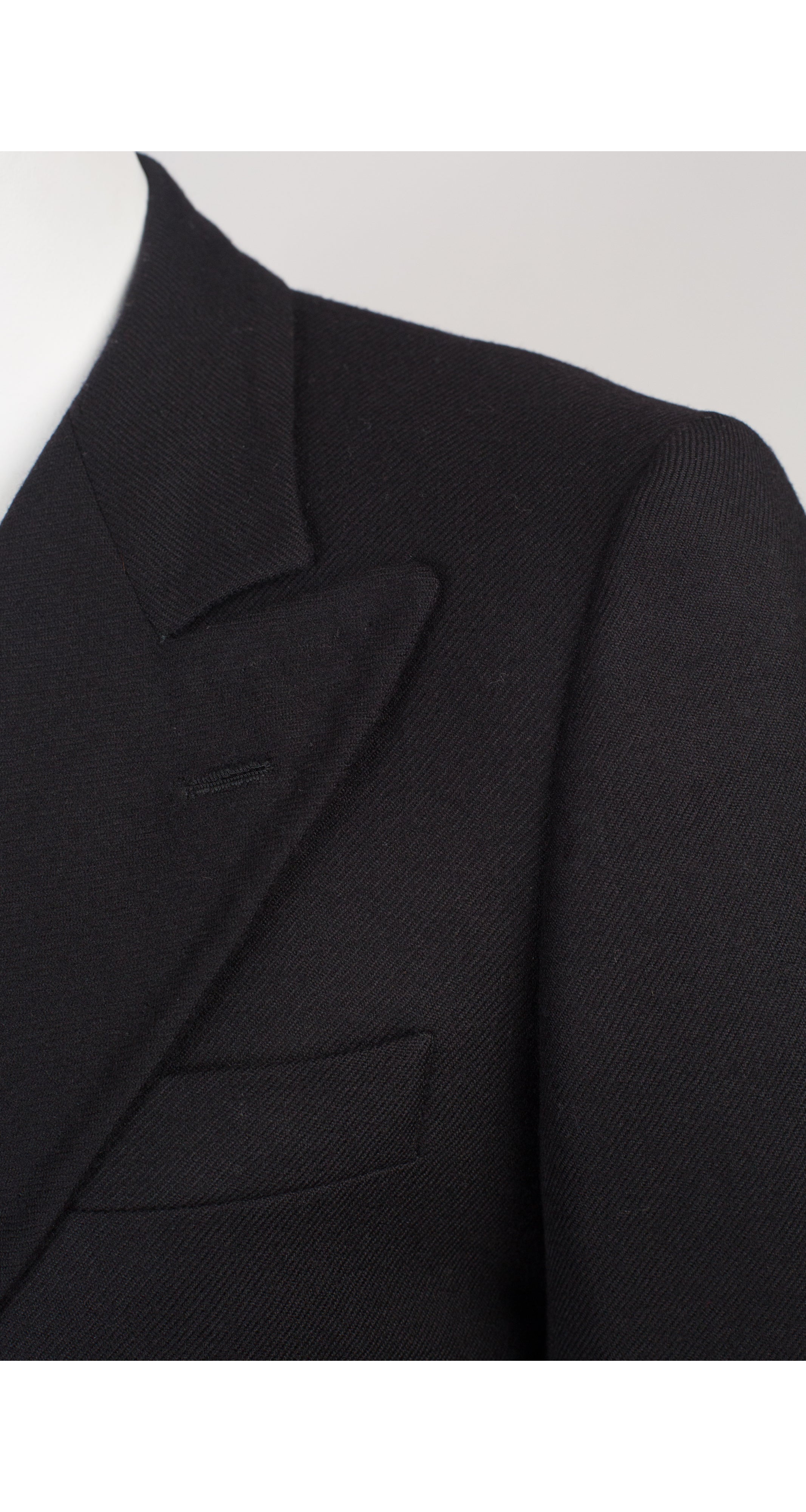 1970s Men's Black Wool Double-Breasted Suit Jacket
