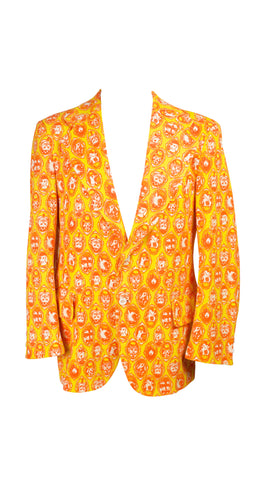 1970s Men's Animal Cameo Orange & Yellow Blazer