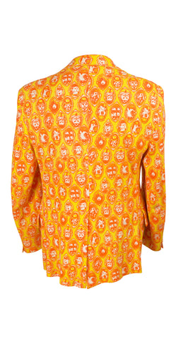 1970s Men's Animal Cameo Orange & Yellow Blazer