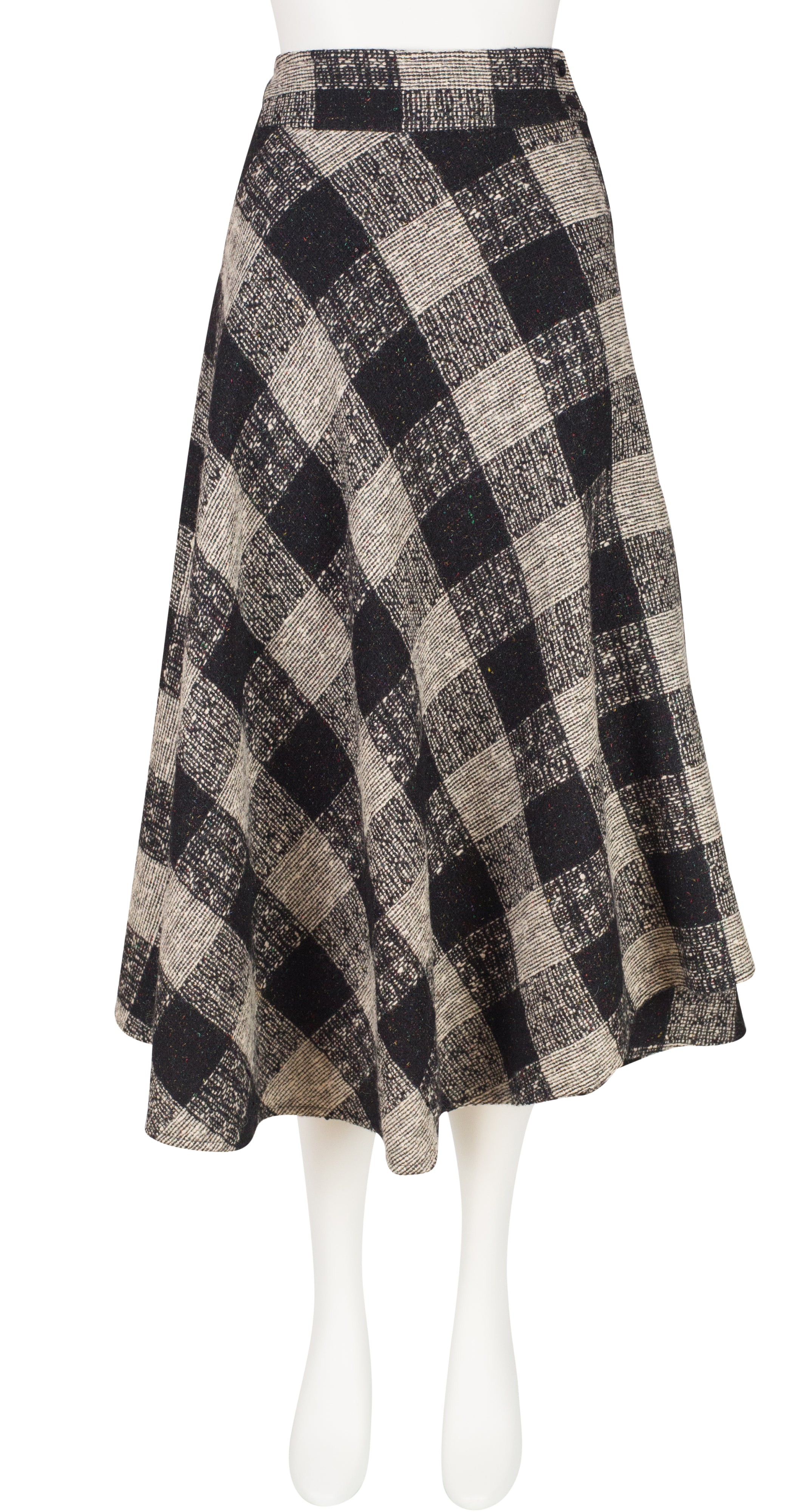 1980s Plaid Wool Tweed High-Waisted Skirt