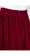 1970s Burgundy Cotton Velvet High-Waisted Skirt