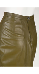 1990s Olive Lambskin High-Waisted Pencil Skirt