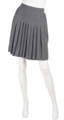 1990s Gray Wool Pleated Mini Skirt