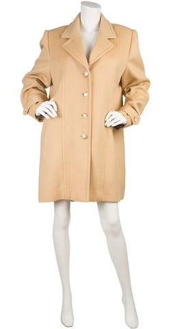 1990s Tan Cashmere Box Cut Coat