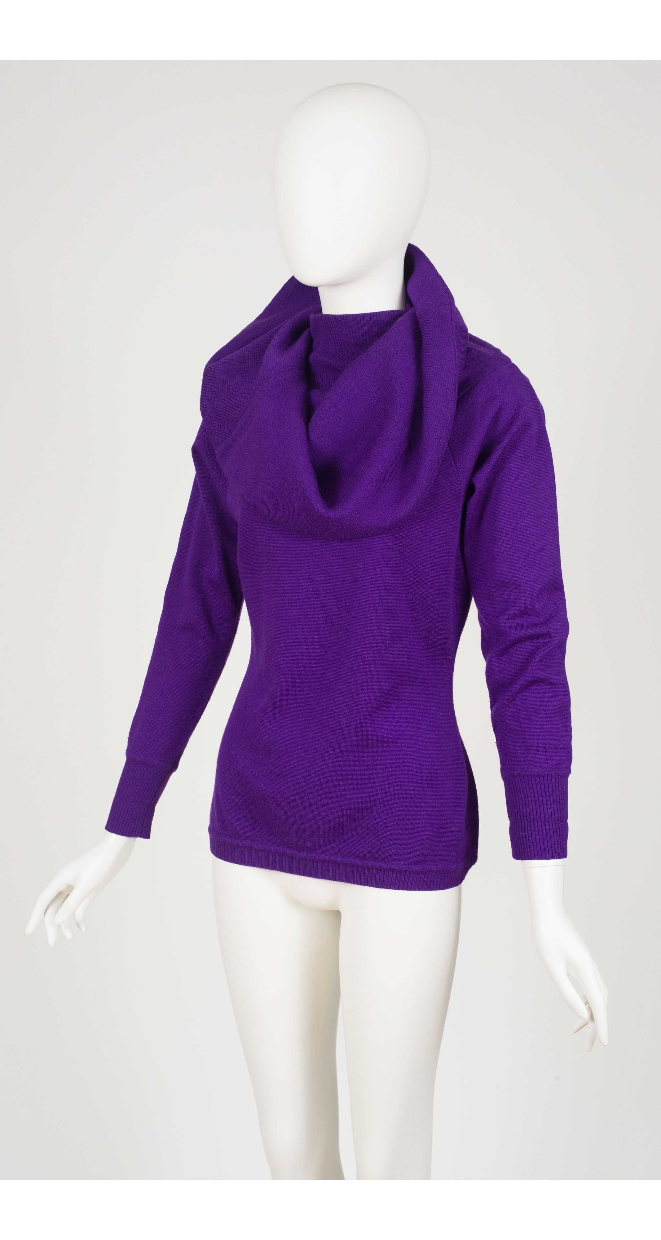 1980s Purple Wool Exaggerated Collar Pullover Sweater