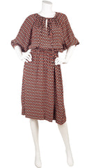 1970s Dutch Girls Silk Crepe Blouson Dress