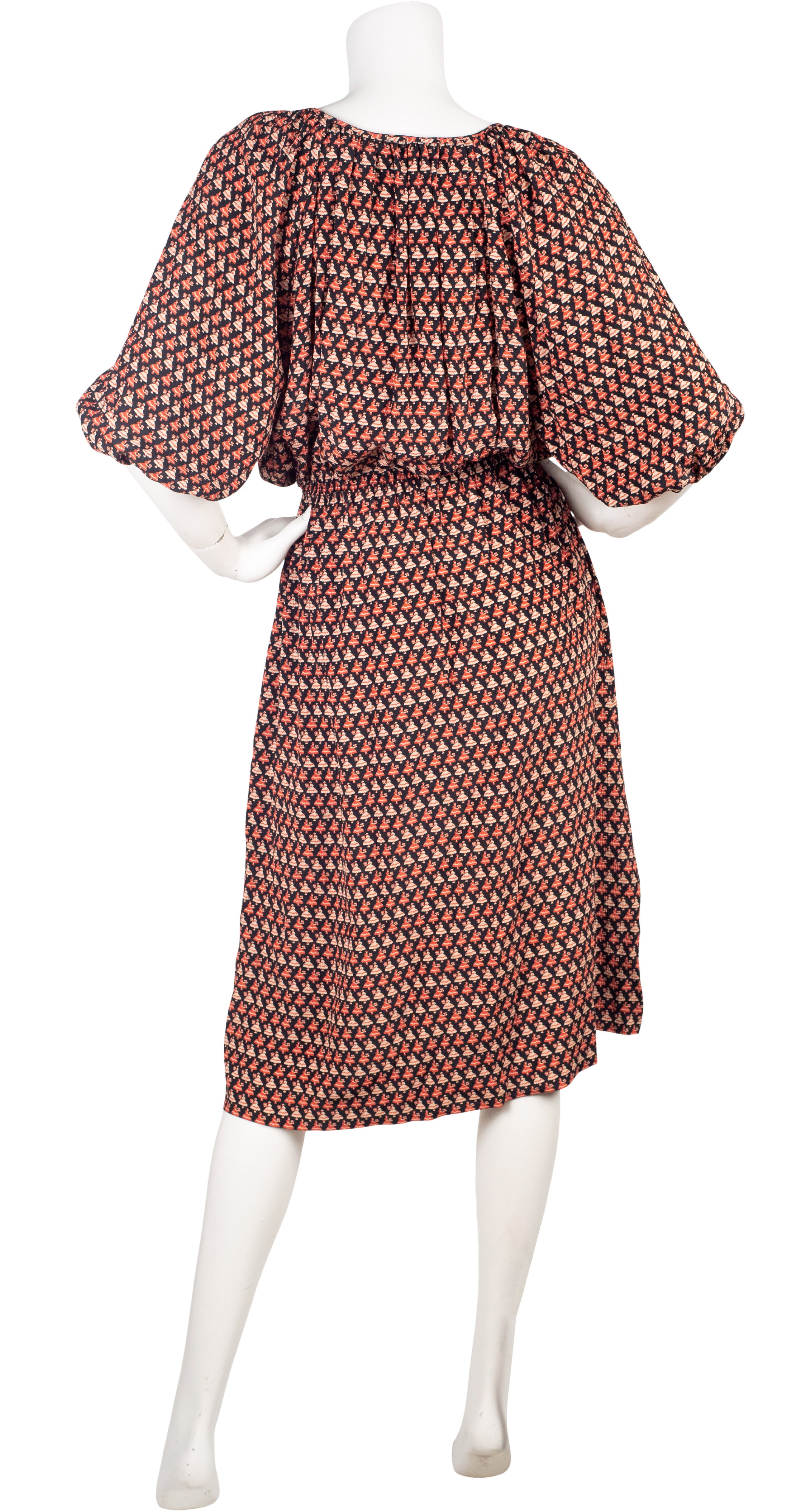 1970s Dutch Girls Silk Crepe Blouson Dress