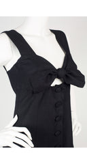 1980s Tie-Up Black Sleeveless Midi Dress