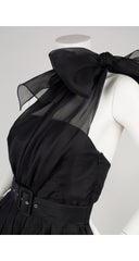 Black Silk Organza One-Shoulder Cocktail Dress