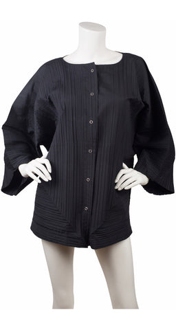 1989 S/S Black Origami Pleated Blouse