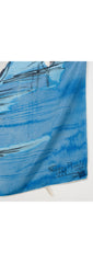 1950s Sailboat Print Blue Silk Twill Scarf