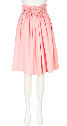 1980s Pink Cotton Paper Bag High-Waisted Skirt