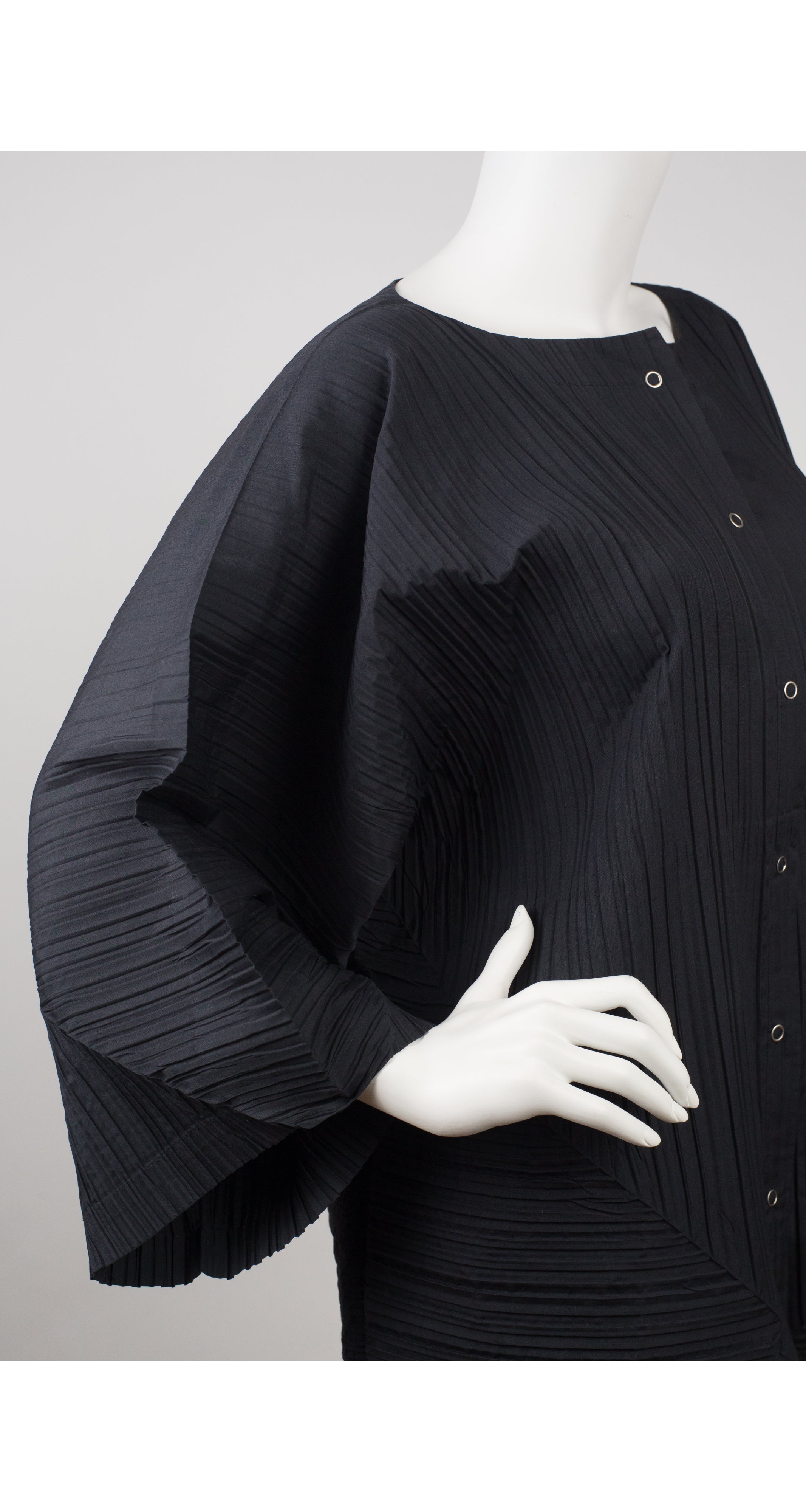 1989 S/S Black Origami Pleated Blouse