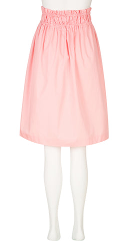 1980s Pink Cotton Paper Bag High-Waisted Skirt