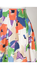 1980s Floral Print Cotton Pleated Mini Skirt