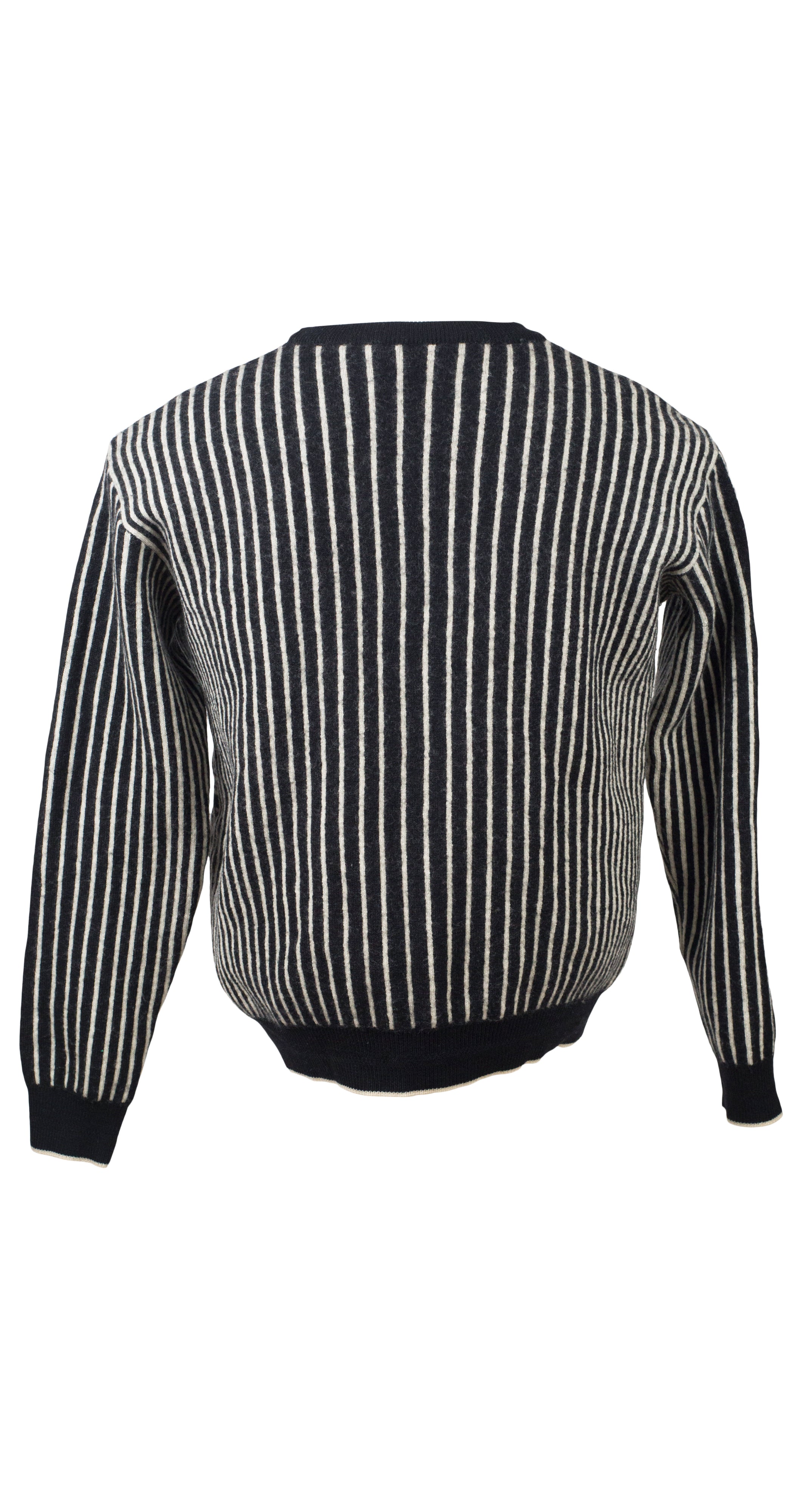 1980s Op Art Monochrome Wool Emblem Sweater