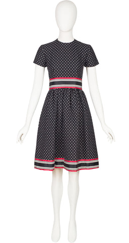 1960s Mod Polka Dot Cotton Fit & Flare Dress