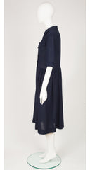 1989 S/S Runway Navy Wool Crepe Double-Breasted Dress