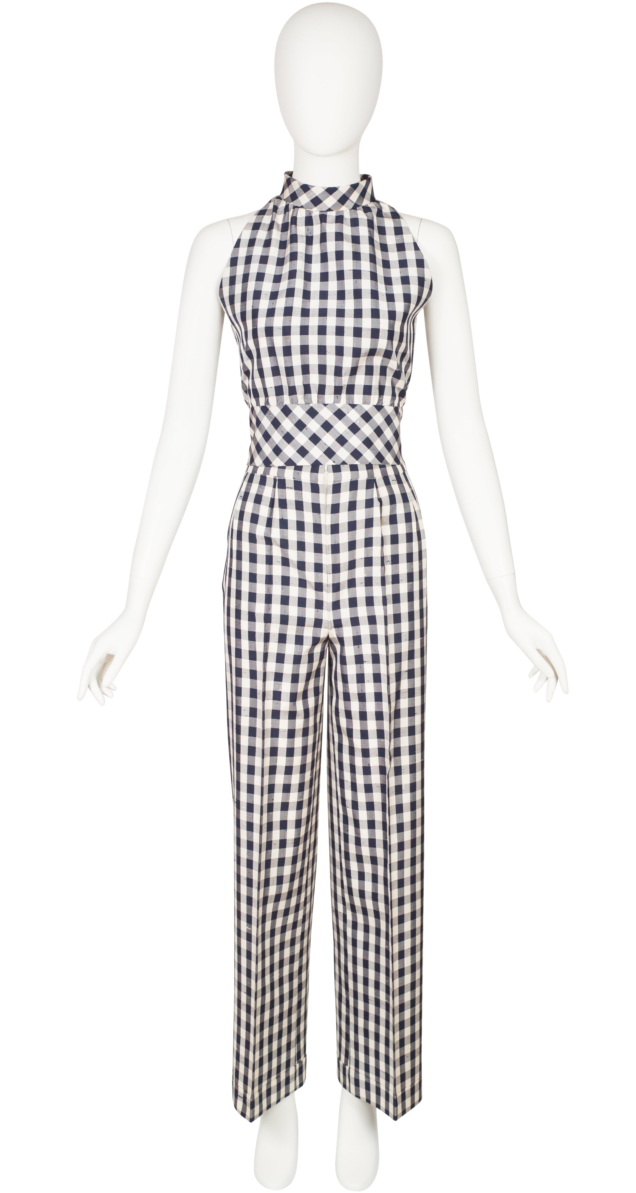 1970s Couture Gingham Raw Silk Three-Piece Outfit