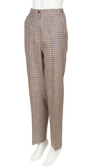 Plaid Beige Wool Two-Button Blazer Pant Suit