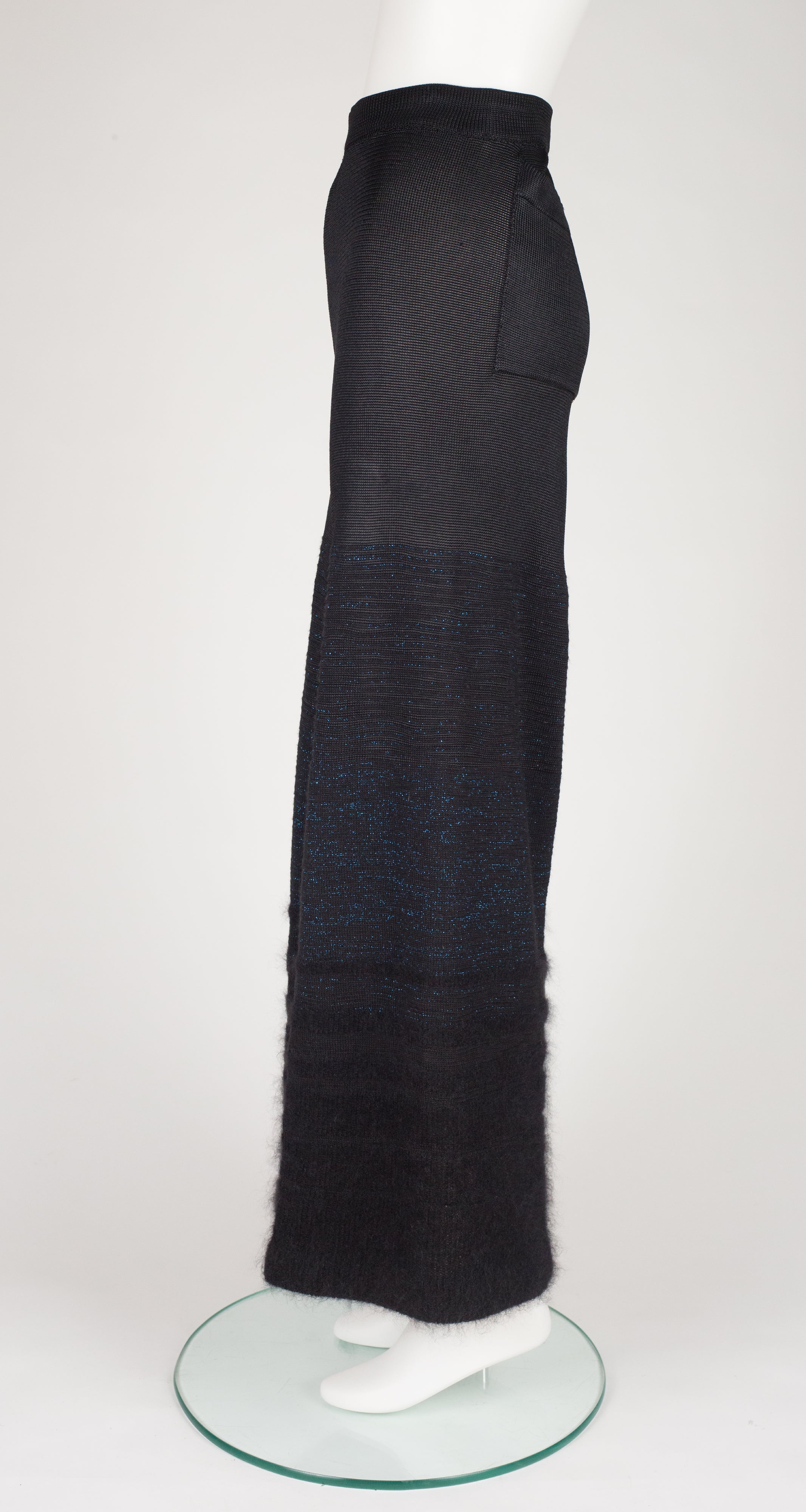 1990s Rayon Lurex Knit & Mohair Wide-Leg Pants