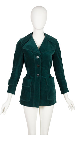 1970s Green Cotton Velvet Collared Jacket