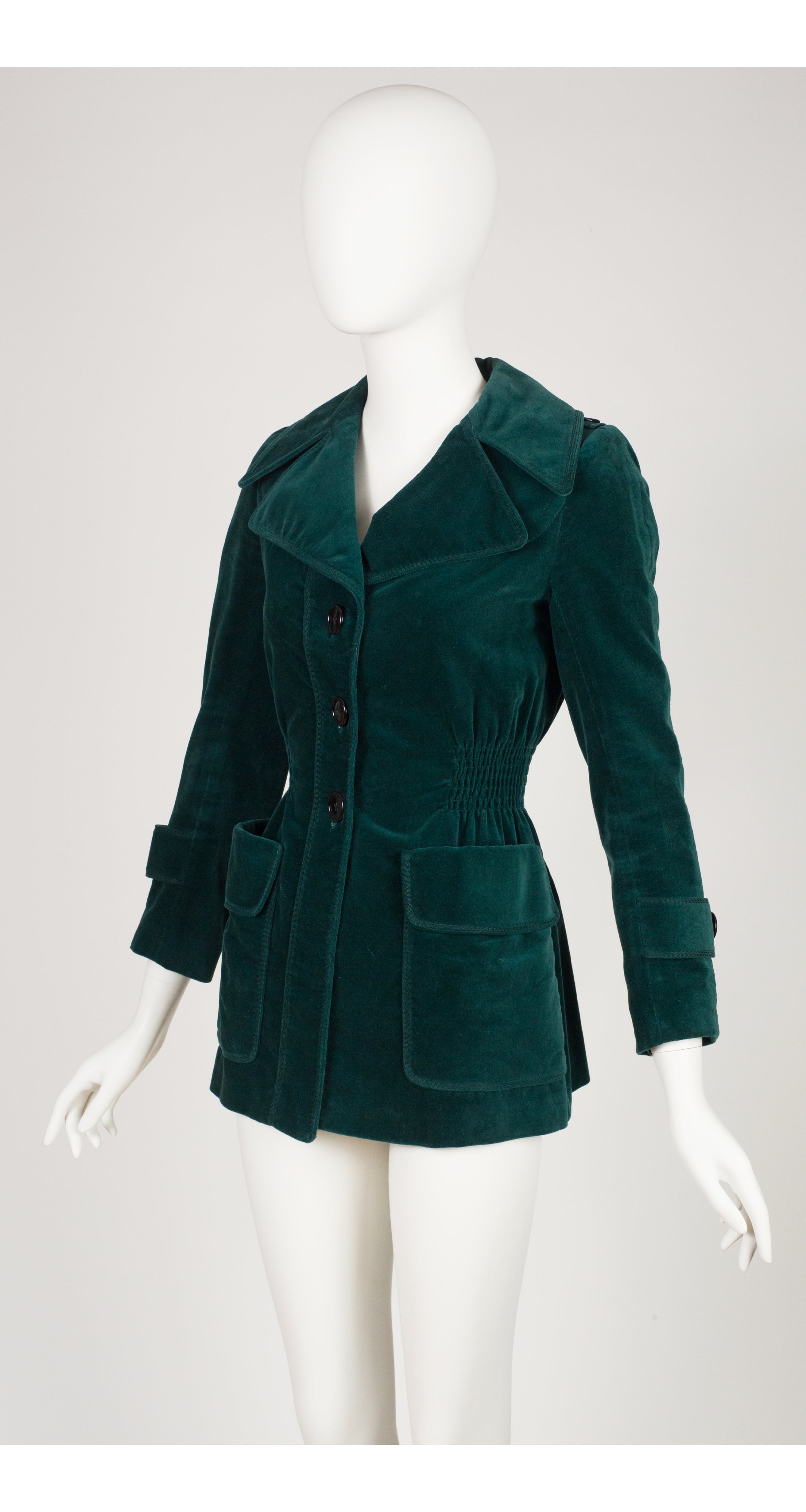 1970s Green Cotton Velvet Collared Jacket
