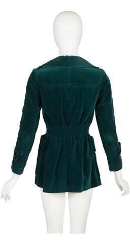 1970s Green Cotton Velvet Collared Jacket