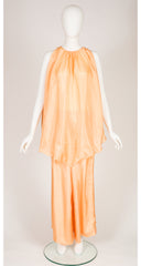 1970s does 1930s Peach Silk Two-Piece Lounge Set