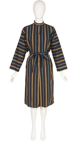 1979 S/S Striped Woven Cotton Belted Shirt Dress
