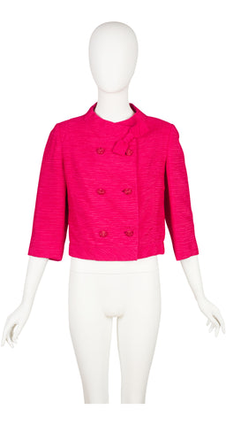 1960s Fuchsia Silk Bow Double-Breasted Jacket