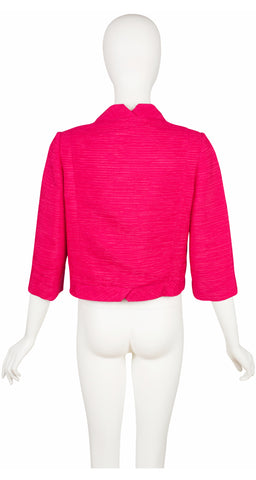 1960s Fuchsia Silk Bow Double-Breasted Jacket