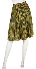 1970s Floral Cotton Pleated Skirt