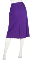 1980s Purple Wool & Leather Skirt